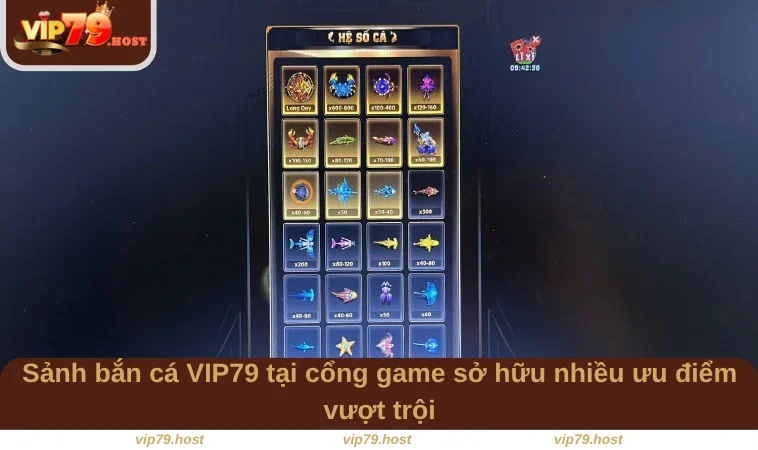 Bắn Cá VIP79 2 Sảnh bắn cá VIP79 tại cổng game sở hữu nhiều ưu điểm vượt trội